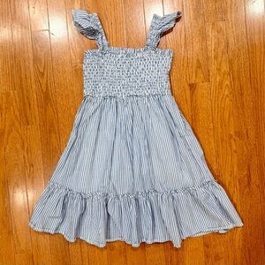 Crewcuts Girls 6 Small Ruffle Flutter Sleeve Tiered Dress Smocked Striped J Crew